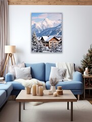 Frozen Alpine Villages- Winter Canvas Print Landscape of a Breathtaking Village View
