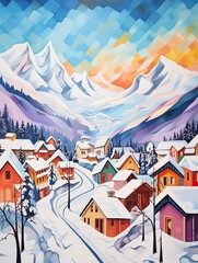 Snowy Peaks Splendor: Contemporary Alpine Villages in Winter