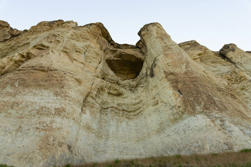 White limestone rock, wild mountain nature, national landmark.