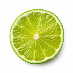 Slice of lime citrus fruit isolated on white with clipping path