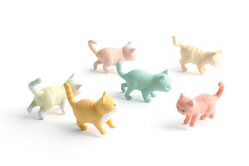 5匹のカラフルなネコたち（3D）
