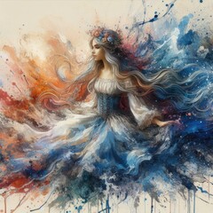 Ethereal Elegance beauty, A Dance of Colors and Emotions with Generative AI.