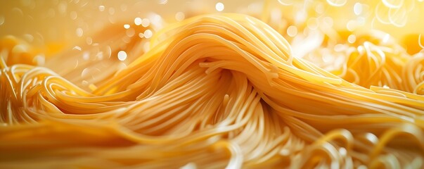 A plate of perfectly twirled spaghetti strands waiting to be savored. Concept Food Photography, Pasta Perfection, Mouthwatering Spaghetti, Culinary Delights