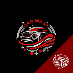 car wash logo emblem Silhouette on black background Vector illustration