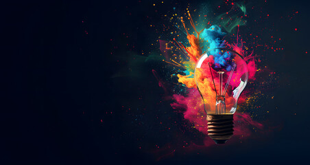Vibrant Abstract Light Bulb Explosion: Bursting with Full Colors