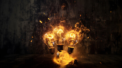 Dynamic Light Bulb Explosions: Creative Burst of Energy