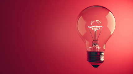 Minimalist Elegance Light Bulb Suspended in Red Space