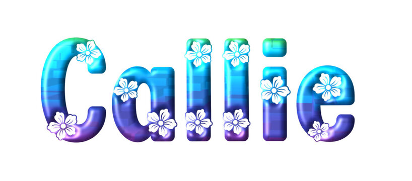 Callie - multicolor - written with engraved typical Hawaiian hibiscus flowers- ideal for websites, e-mail, sublimation greetings, banners, cards, t-shirt, sweatshirt, prints, cricut,
