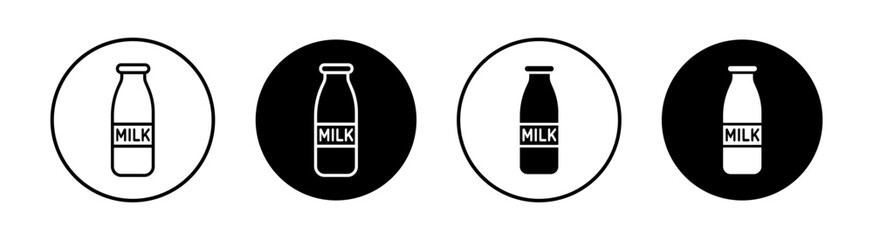 Milk bottle flat line icon set. Milk bottle Thin line illustration vector