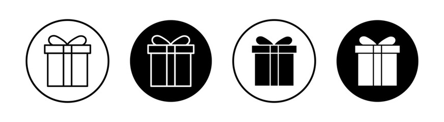 Present gift box flat line icon set. Present gift box  Thin line illustration vector - obrazy, fototapety, plakaty