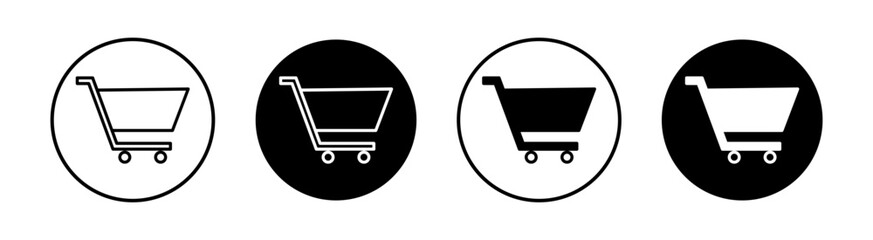 Shopping cart flat line icon set. Shopping cart Thin line illustration vector - obrazy, fototapety, plakaty
