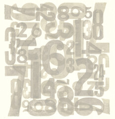 Letterpress überlagerte Ebnengrafik mit Zahlen - Mathematik Hintergrund