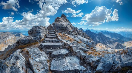 Rocky Terrain Leading to the Peak