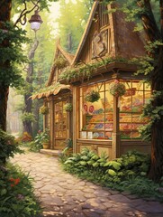 Obraz premium Forest Patisserie: French Storefronts National Park Print
