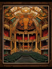 Obraz premium Ornate Theater Designs: Luxurious Art Deco Theaters Framed Art Print