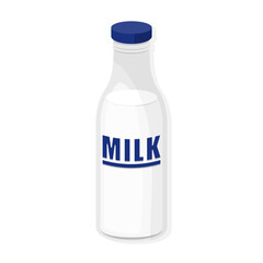 Glass bottle of milk cartoon illustration