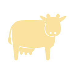 Flat cow icon cartoon illustration