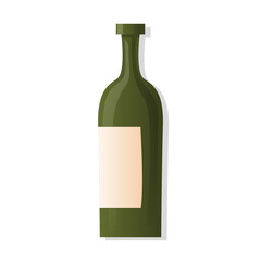 Green glass wine bottle cartoon illustration