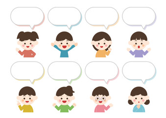 笑顔の子供たちと吹き出しのイラスト