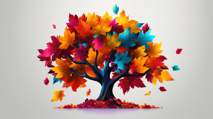 Multicolored autumn tree