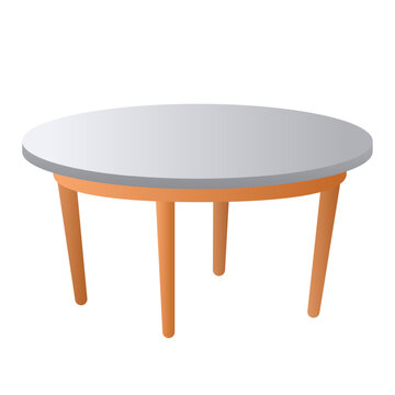 Furniture white round table cartoon illustration