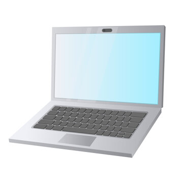 Computer light gray laptop cartoon illustration