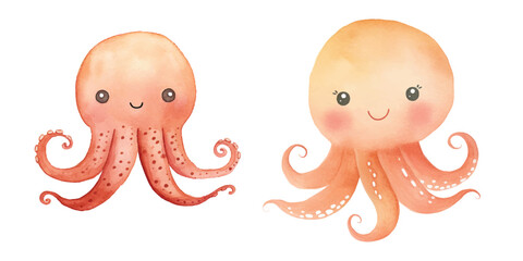 cute octopus watercolor illustration design