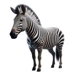 Zebra, left direction, standing alone on a transparent background.