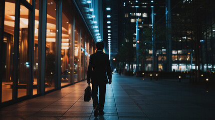 people walking on the street at night. Business photo composition, simple business background. Generative AI
