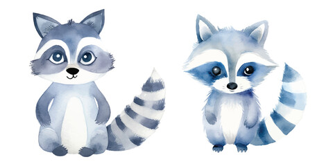 Fototapeta premium cute raccoon watercolor vector illustration