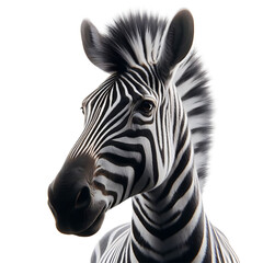Fototapeta na wymiar The zebra's head is facing left. Standing alone, transparent background