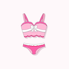 Girly pink underwear, Barbiecore clothes, Cartoon lingerie.