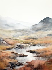 Misty Scottish Moors: Majestic Art Print of Scotland's Wild Reserves