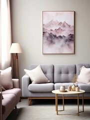 Muted Watercolor Mountain Ranges: Delicate Peaks Canvas Print
