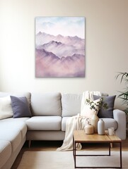 Muted Watercolor Mountain Ranges Canvas Print - Delicate Peak Art