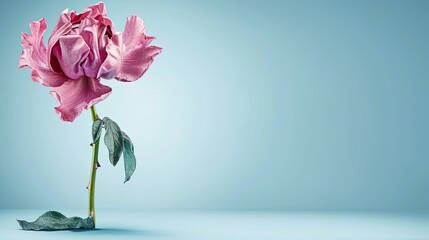 pink flower. mint minimalism. Generative AI