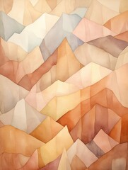 Muted Earth Tone Watercolor Mountain Ranges: Art Inspired by Nature