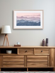 Muted Watercolor Mountain Ranges: Elegant Peak Panorama Framed Art Print