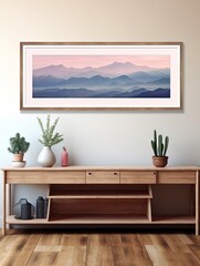 Muted Watercolor Mountain Ranges Framed Art Print: Elegant Peak Panorama