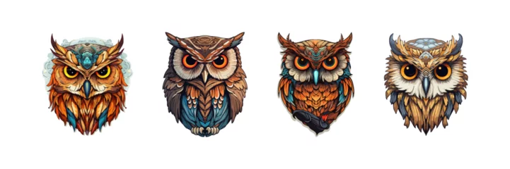 Badkamer foto achterwand Color owl vinyl sticker . Vector illustration design. © Design vector