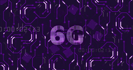 Image of 6g text and computer data processing