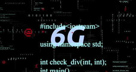 Image of 6g text and computer data processing