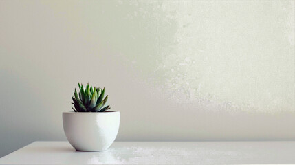 plant in a vase on the wall. Business photo composition, simple business background. Generative AI
