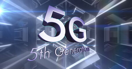 Image of 5g text and computer data processing