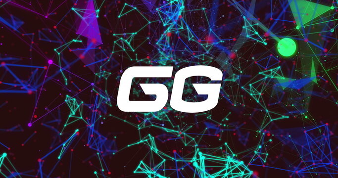 Image of 6g text, connections and computer data processing