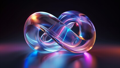 abstract neon light infinity loop on dark