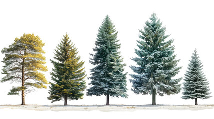 Fototapeta premium Group of trees standing tall in snow, suitable for winter-themed designs