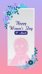 Empowerment Blooms: A Vibrant Tribute to Women on 8th March, Celebrate International Women's Day with this vibrant vector! It features a silhouette of a woman, the growth and strength of women.