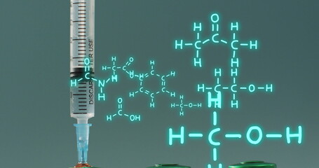 Image of chemical structures over vaccine