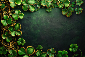 Frame made of green leaves on black background. Can be used for various design projects